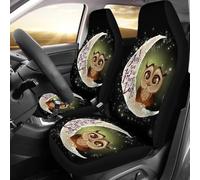 Set di 2 Coprisedili Auto Anteriore Lavabile Copri Sedili per Auto Elastico Coprisedile Decorativi per Car Universale per Furgoni Camion Berlina Gufo Carino, Ti Amo Fino alla Luna E Ritorno