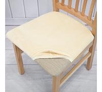 Set di 2 coprisedili in velluto di flanella per sedie da pranzo, elastici, antiscivolo, con laccetti, per cucina e sala da pranzo, colore giallo pallido per un facile aggiornamento