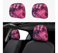Set di 2 coprisedili per auto, in tessuto tie-dye con farfalle, protezione per poggiatesta auto, decorazione per interni, accessori funzionali per poggiatesta auto, camion, auto