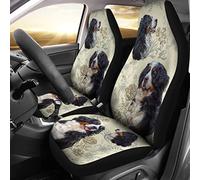 Set di 2 Coprisedili per Sedili Anteriori Elastico Coprisedili Anteriorio Coprisedili Auto Anteriore Universale Dipinto di Montagna Bernese Fiore Vintage, Regalo per Gli Amanti della Montagna