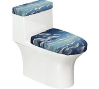Set di 2 coprisedili per WC con stampa cielo blu e nuvole bianche, con coperchio del serbatoio, adatto per WC a forma di U o estesi, perfetto per inaugurazione della casa, compleanni e regali