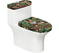 Set di 2 coprisedili per WC con stampa della storia del serpente e del gatto, con coperchio del serbatoio, adatto per WC a forma di U o estesi, perfetto per inaugurazione della casa, compleanni e