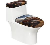 Set di 2 coprisedili per WC con stampa trattore rosso, con coperchio del serbatoio, adatto per WC a forma di U o estesi, perfetto per inaugurazione della casa, compleanni e regali