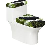 Set di 2 coprisedili per WC stampati con corvi sull'albero, con coperchio del serbatoio, adatto per WC a forma di U o estesi, perfetto per inaugurazione della casa, compleanni e regali