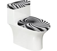 Set di 2 coprisedili per WC stampati con illusione ottica a spirale, con coperchio del serbatoio, adatto per WC a forma di U o estesi, perfetto per inaugurazione della casa, compleanni e regali