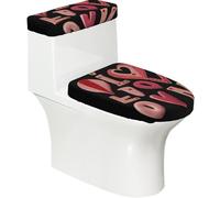 Set di 2 coprisedili per WC stampati con lettere d'amore, con coperchio del serbatoio, adatto per WC a forma di U o estesi, perfetto per inaugurazione della casa, compleanni e regali