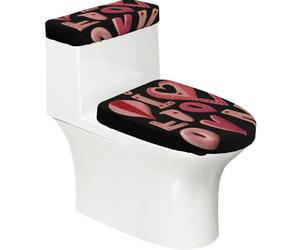 Set di 2 coprisedili per WC stampati con lettere d'amore, con coperchio del serbatoio, adatto per WC a forma di U o estesi, perfetto per inaugurazione della casa, compleanni e regali