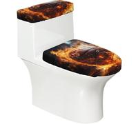 Set di 2 coprisedili per WC stampati con motivo basket sul fuoco e fiamma d'acqua, con coperchio del serbatoio, adatto per WC a forma di U o estesi, perfetto per inaugurazione della casa, compleanni e