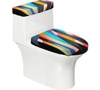 Set di 2 coprisedili per WC stampati con nastro artistico, con coperchio del serbatoio, adatti per WC a forma di U o estesi, perfetti per inaugurazione della casa, compleanni e regali