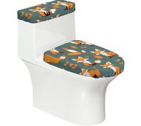 Set di 2 coprisedili per WC stampati con volpe gialla, con coperchio del serbatoio, adatto per WC a forma di U o estesi, perfetto per inaugurazione della casa, compleanni e regali