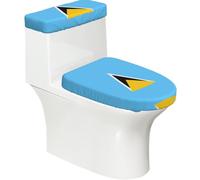 Set di 2 copriwater con bandiera di Santa Lucia con coperchio del serbatoio, elastico, per WC a forma di U e allungati, decorazione per il bagno, regalo di inaugurazione della casa