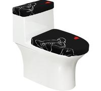 Set di 2 copriwater con coperchio per serbatoio, elastico, per WC a forma di U e allungati, decorazione per il bagno, regalo di inaugurazione della casa