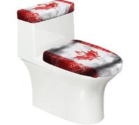 Set di 2 copriwater con coperchio per serbatoio, motivo bandiera canadese, elastico, per WC allungati e a forma di U, decorazione per il bagno, regalo di inaugurazione della casa