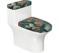 Set di 2 copriwater con coperchio per serbatoio, motivo piante e fiori, elastico per WC a forma di U e allungati, decorazione per il bagno, regalo di inaugurazione della casa