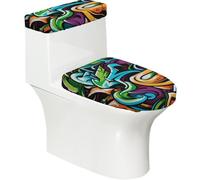 Set di 2 copriwater con disegno di graffiti, super morbidi, lavabili
