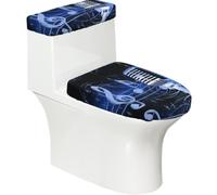 Set di 2 copriwater con microfono e note musicali, con coperchio del serbatoio, elastico, per WC a forma di U e allungati, decorazione per il bagno, regalo di inaugurazione della casa