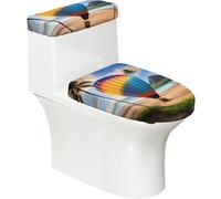 Set di 2 copriwater con stampa a mongolfiera delle Hawaii, con coperchio del serbatoio, adatto per WC a forma di U o estesi, perfetto per inaugurazione della casa, compleanni e regali