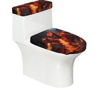 Set di 2 copriwater elastici a forma di cane a tre teste con coperchio e copriserbatoio per bagno, decorazione morbida e lavabile a forma di U