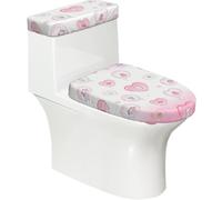 Set di 2 copriwater elastici a forma di cuore con bolle e copriwater per bagno, morbidi e lavabili, decorazione WC a forma di U