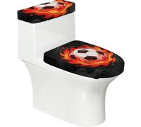 Set di 2 copriwater elastici a forma di palla di fuoco e coperchio per serbatoio per bagno, decorazione morbida lavabile a forma di U