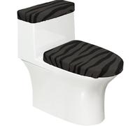 Set di 2 copriwater elastici a righe tigre e copri serbatoio per bagno, decorazione morbida lavabile a forma di U