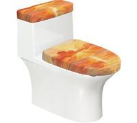 Set di 2 copriwater elastici arancioni e gialli per bagno, morbidi e lavabili, a forma di U, decorazione per WC