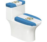 Set di 2 copriwater elastici con bandiera del Guatemala, copri serbatoio e coperchio per bagno, morbido, lavabile, a forma di U, decorazione per WC