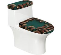 Set di 2 copriwater elastici con bordo a forma di pigna, coperchio e copertura per serbatoio per bagno, decorazione morbida e lavabile a forma di U
