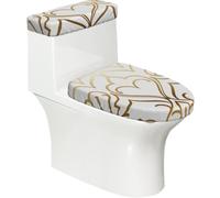 Set di 2 copriwater elastici con linee metalliche, coperchio e copertura per serbatoio per bagno, decorazione morbida e lavabile a forma di U