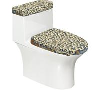 Set di 2 copriwater elastici con mappa del tesoro labirinto, coperchio elastico e copriserbatoio per bagno, decorazione morbida lavabile a forma di U