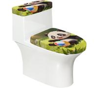 Set di 2 copriwater elastici con motivo panda Play Ball e copriwater per bagno, morbidi e lavabili, decorazione per WC a forma di U