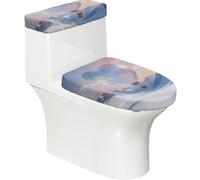 Set di 2 copriwater elastici con palloncino a forma di cuore e coperchio per serbatoio per bagno, decorazione morbida lavabile a forma di U