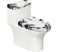 Set di 2 copriwater elastici con ramo di pino gru, coperchio e copertura per serbatoio per bagno, decorazione morbida e lavabile a forma di U