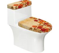 Set di 2 copriwater elastici con stampa botanica di acero, coperchio e copertura per serbatoio per bagno, decorazione morbida lavabile a forma di U