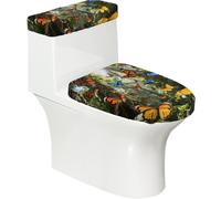 Set di 2 copriwater elastici con stampa di farfalle, copri serbatoio e coperchio per bagno, decorazione morbida lavabile a forma di U