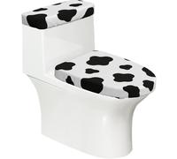 Set di 2 copriwater elastici con stampa mucca, coperchio e copertura per serbatoio per bagno, decorazione morbida e lavabile a forma di U