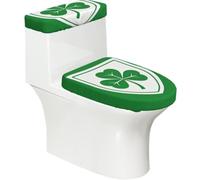 Set di 2 copriwater elastici con stampa trifoglio e copriwater per bagno, decorazione morbida e lavabile a forma di U