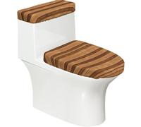 Set di 2 copriwater elastici con texture color legno originale, coperchio e copertura per serbatoio per bagno, decorazione morbida e lavabile a forma di U