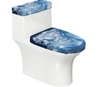Set di 2 copriwater elastici in ABS Six con coperchio e copertura per serbatoio per bagno, decorazione morbida e lavabile a forma di U