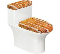 Set di 2 copriwater elastici in pioppo giallo con coperchio e copertura per serbatoio per bagno, decorazione morbida lavabile a forma di U