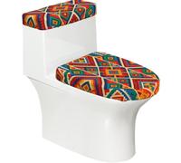 Set di 2 copriwater elastici in tessuto Guatemala, copri serbatoio e coperchio per bagno, morbido, lavabile, a forma di U, decorazione per WC