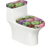 Set di 2 copriwater elastici per piante grasse, con coperchio elastico e copriserbatoio per bagno, decorazione morbida e lavabile a forma di U