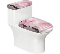 Set di 2 copriwater elastici per scale con fiori di ciliegio rosa e coperture per serbatoio per bagno, decorazione morbida lavabile a forma di U