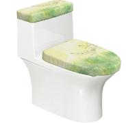 Set di 2 copriwater elastici per WC, giallo salvia e copriwater per bagno, morbidi e lavabili, a forma di U, decorazione per WC