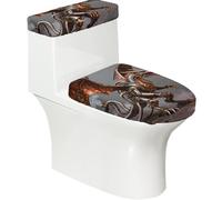 Set di 2 copriwater elastici Steampunk Dragon Gear per il bagno, con coperchio elastico e copertura per serbatoio, decorazione morbida lavabile a forma di U