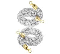 Set di 2 corde di canapa intrecciate da 2,7 m per controllo della folla con ganci dorati/antichi, ideale per la gestione delle code delle linee di eventi, diametro 3,3 cm ed elegante