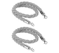 Set di 2 corde for pali - Corde di controllo della folla da 10 piedi con ganci a scatto oro/argento for la gestione degli eventi(Silver Hook,210cm)