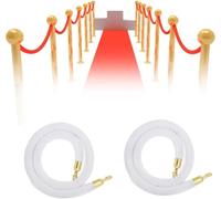 Set di 2 corde in velluto, giallo, bianco, grigio o rosso, ganci dorati | Corde guidafila da 32 mm con anima in schiuma, 9 lunghezze fisse per hotel, matrimoni, teatri, mostre ed eventi