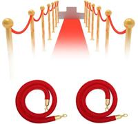 Set di 2 corde in velluto, giallo, bianco, grigio o rosso, ganci dorati | Corde guidafila da 32 mm con anima in schiuma, 9 lunghezze fisse per hotel, matrimoni, teatri, mostre ed eventi