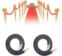 Set di 2 corde in velluto, giallo, bianco, grigio o rosso, ganci dorati | Corde guidafila da 32 mm con anima in schiuma, 9 lunghezze fisse per hotel, matrimoni, teatri, mostre ed eventi